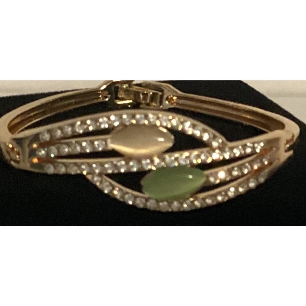 2744 NWOT Rose Gold Bracelet Bangle W/Pink Blue Yellow Beads and Cubic Zirconia